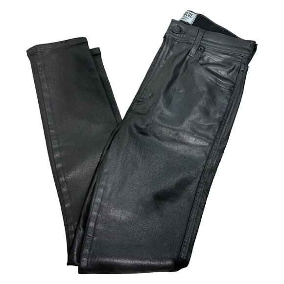 AGOLDE Roxanne Leatherette High Rise Skinny Jeans in Black Women's Sz 26 - Picture 5 of 15